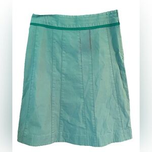 🌿 Anthropologie Sitwell Sage Green Cottagecore A-Line Skirt Boho Zigzag Stitch ✨